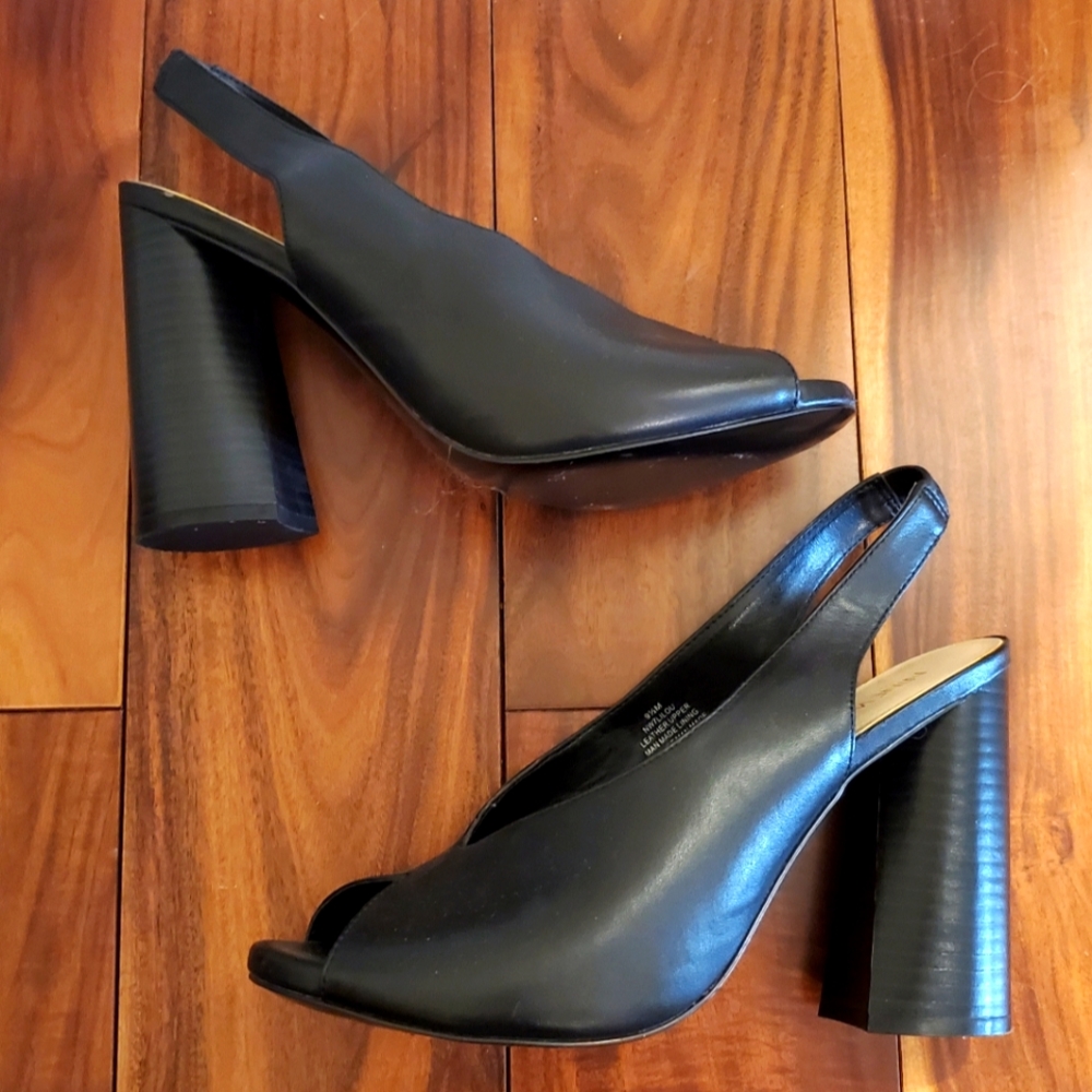 NINE WEST OPEN TOE CHUNKY HEELED SLINGBACKS US 9.5